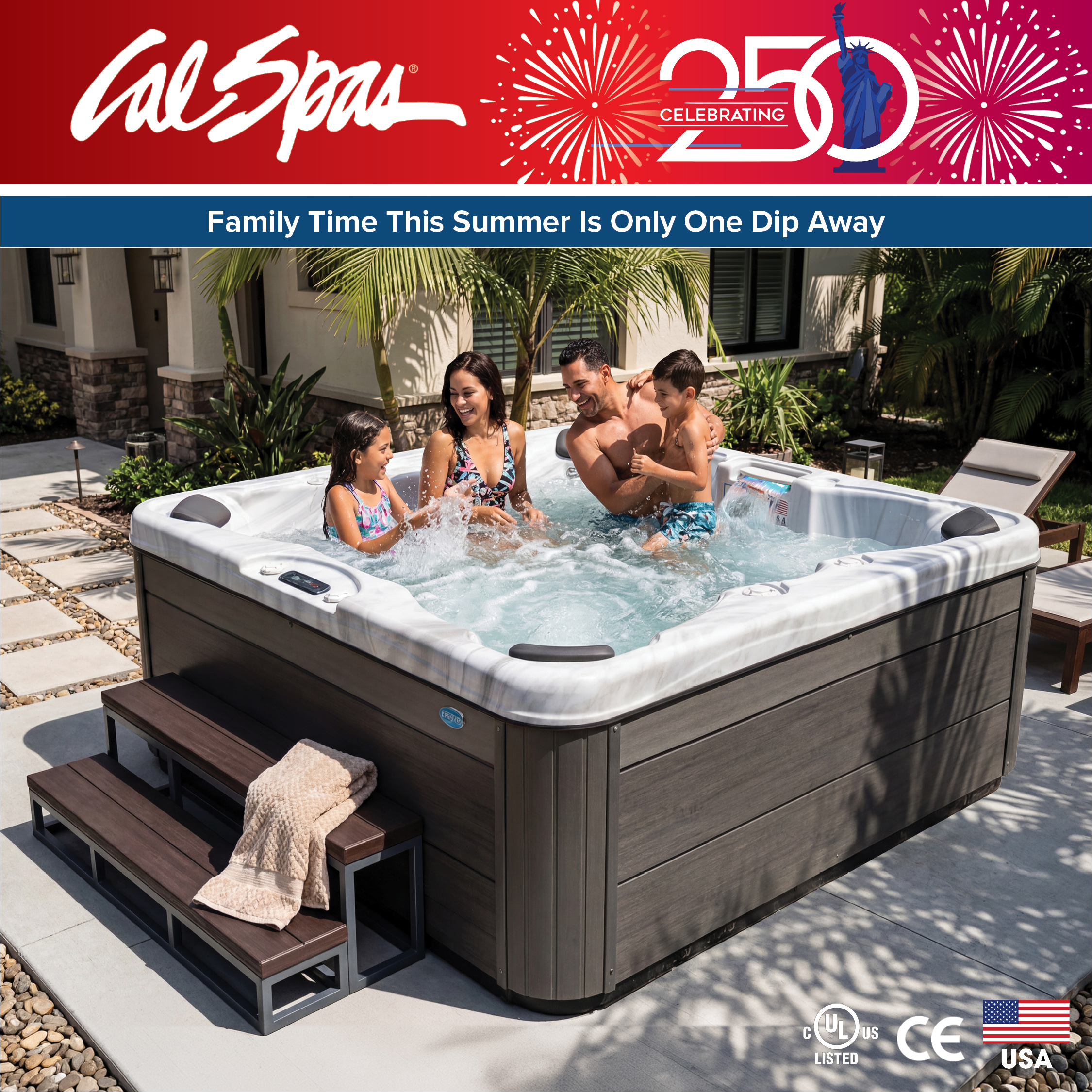 Calspas hot tub being used in a family setting - San Buenaventura